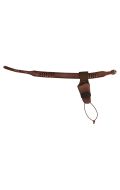 Worn-look leather gun belt with cartridge loops and holster (Brown)