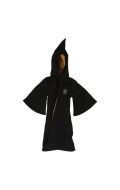 Black Hufflepuff wizard robe with yellow lining and crest