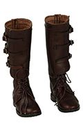 Leather Cavalry Elk Hide Legging Top Laced Riding Boots (Brown)
