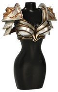 Worn Diecast Female Gladiator Chest Armor with Shoulder Pads (Silver)